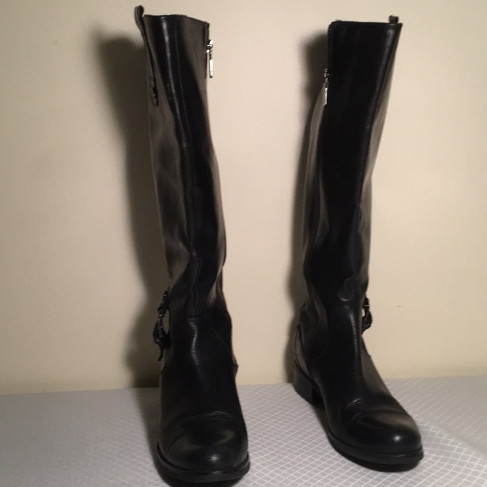 Blonde Black Riding Boots - Venice Aquaprotect